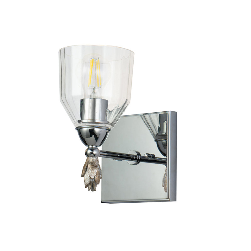 Fun Finial 1 Light Wall Sconce In Dark Bronze With Gold Accents, Chrome