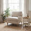 Bernard Upholstered Fabric Armchair & Pouffe Footstool With Rubberwood Legs - Classic Design-352306708