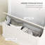 Banc d'entrée 3 en 1 avec lumières DEL et portemanteau, portemanteau avec banc et rangement pour chaussures, 5 crochets pour le couloir blanc-1564869904