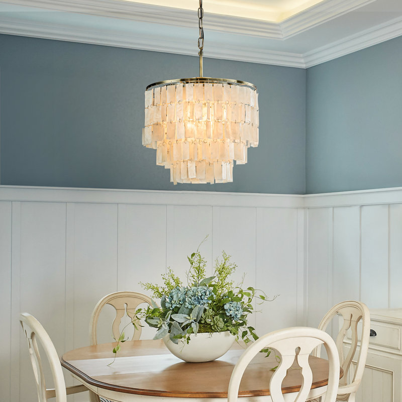 Lustre Pettisville Farmhouse Coastal Shell / Capiz, H 80 po x l 17,5 po x P 17,5 po