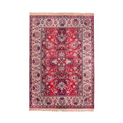 Bid Oriental Area Rug in Red/Blue/Beige