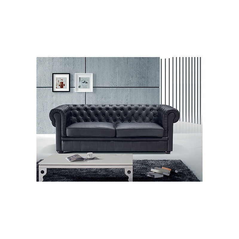 Genuine Leather Sofa, Black