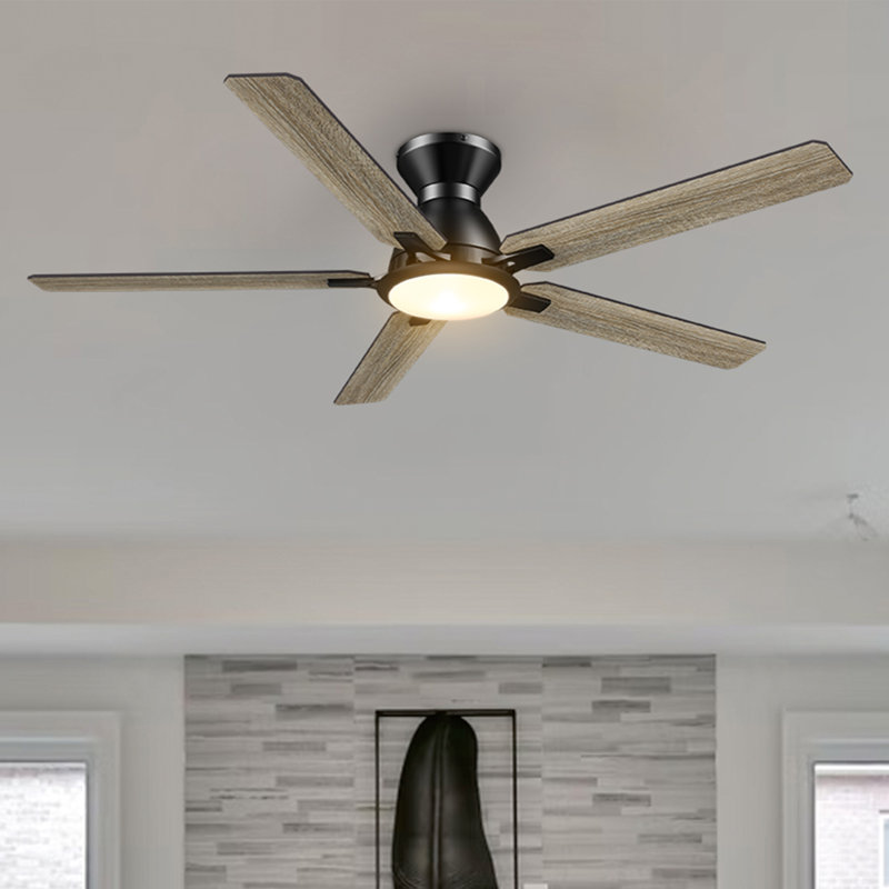 Ventilateur de plafond intelligent 52 po avec télécommande et ensemble d'éclairage inclus, Bois