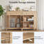 Buffet en rotin, 26 po avec tablettes de rangement réglables et tiroir pour la salle à manger ou le salon, chêne naturel