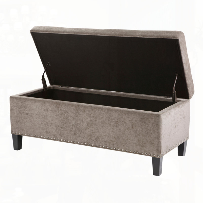 Banc de rangement capitonné à fermeture douce, Taupe