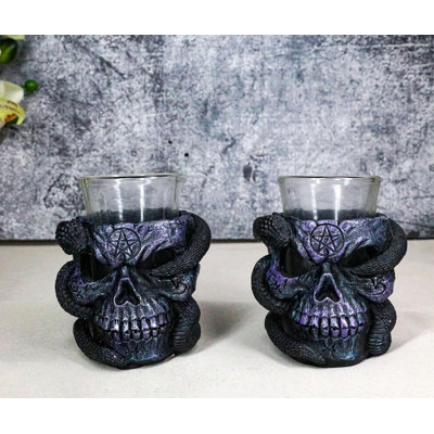 Ensemble de 2 verres à liqueur en forme de crâne et serpent serpent