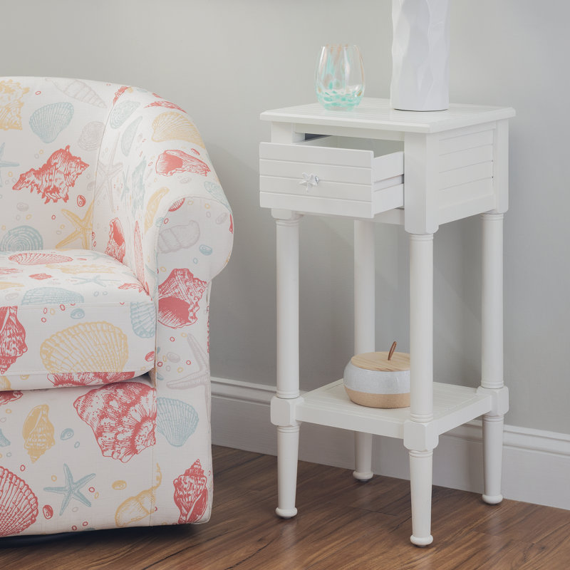 Barrydale Solid Wood Top End Table with Storage, White