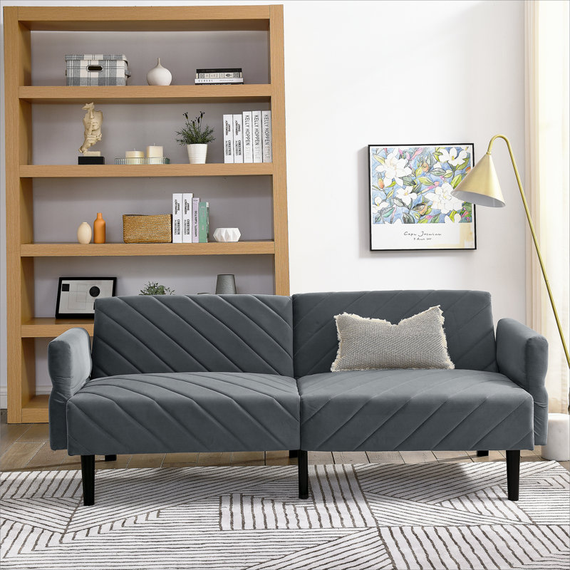 Gania Upholstered Sofa, Gray Velvet