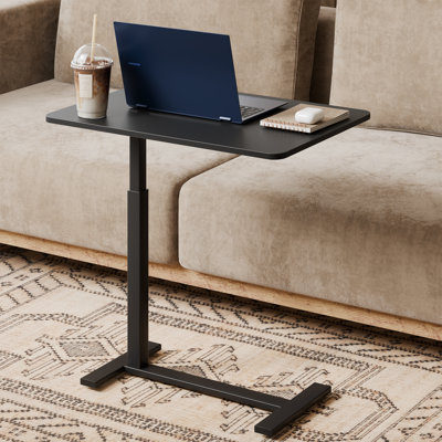  Multi-Function Adjustable and Movable Overbed Table, C-shaped end table with Hidden Casters