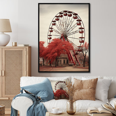 «Red Ferris Wheel Whirling Memories», reproduction sur toile encadrée