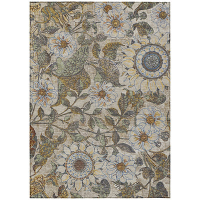 Machine Washable Indoor/Outdoor Chantille ACN2774 Floral Rug