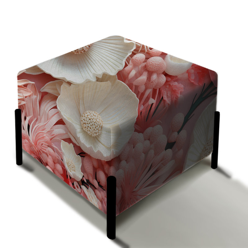 Seashell Oasis Tropical Pattern - Coastal Square Ottoman