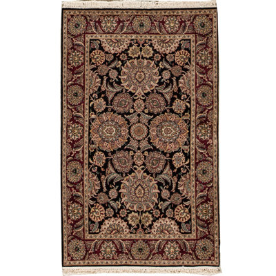 Tapis oriental noir / vin en laine noué à la main Manchuria
