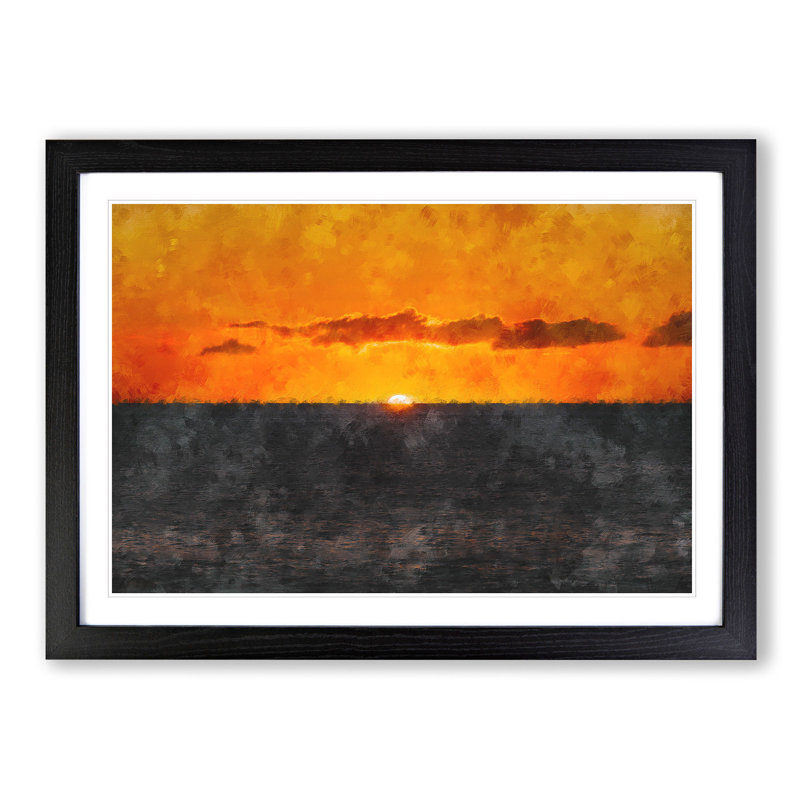 Goodbye to the Sun - Picture Frame Painting Print, 45cm H x 63cm W x 2cm D, Black Single Picture Frame Wood