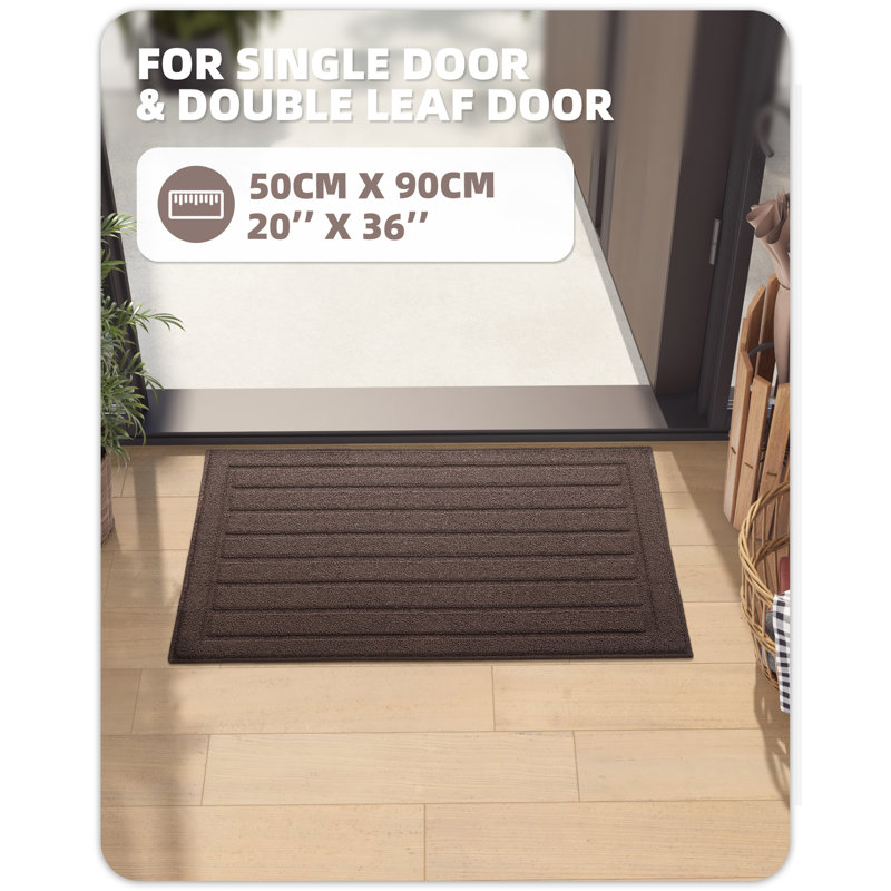Taeshaun Non-Slip Striped Indoor Doormat, Brown, 20" W x 36" L