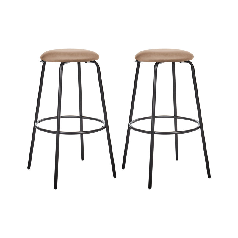 Laplace Upholstered Counter Stool with Metal Frame, Brown 