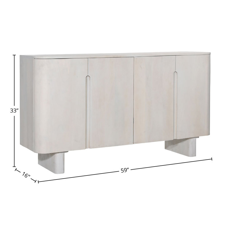 Crew 59'' White Mango Wood 4-Door Sideboard