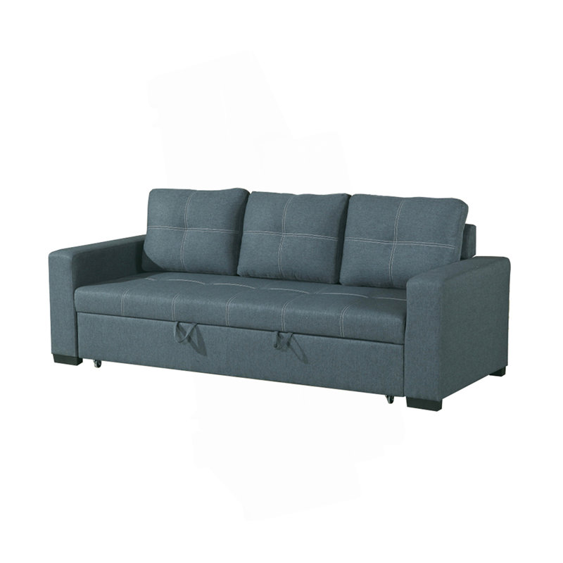Canapé-lit convertible en polyfibre 3 places, bleu gris