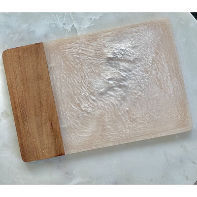 Planche à fromage rectangulaire en résine et bois ivoire