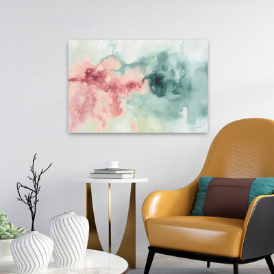«My Greenhouse Abstract I» - Art abstrait corail rosé