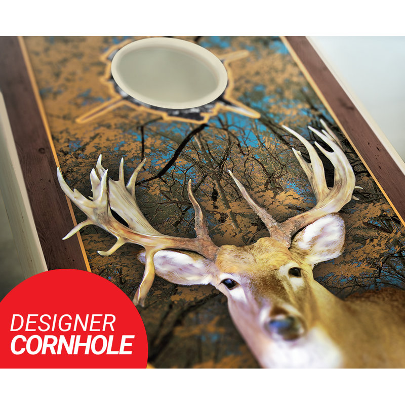 Ensemble de cornhole en bois de cerf 2 'x 4' avec sacs, Rouge / bleu royal