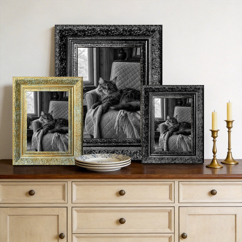 Cadre photo noir raffiné 3 pièces pour photos et cadeaux 5 po x 7 po, Noir, 3, 5" W x 7" H