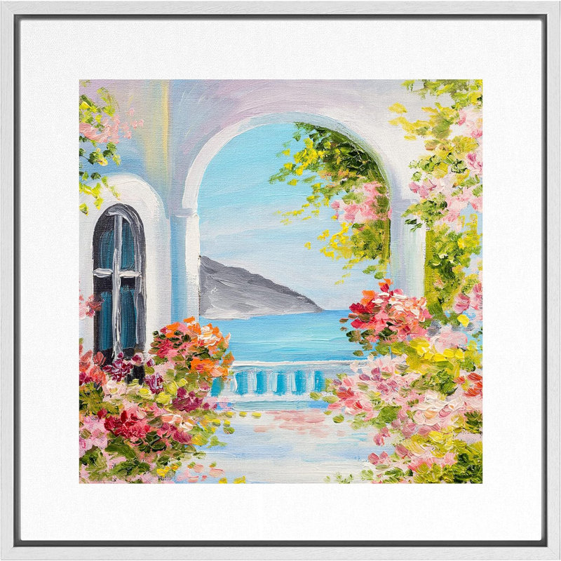 Fleurs roses encadrées sur toile, Blanc, H 16 po x l 16 po