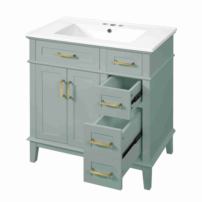 Meuble-lavabo moderne 30 po, Vert clair