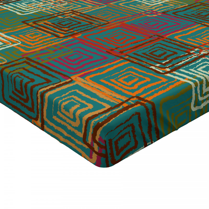 Microfiber Geometric Fitted Sheet, Queen Fitted Sheet