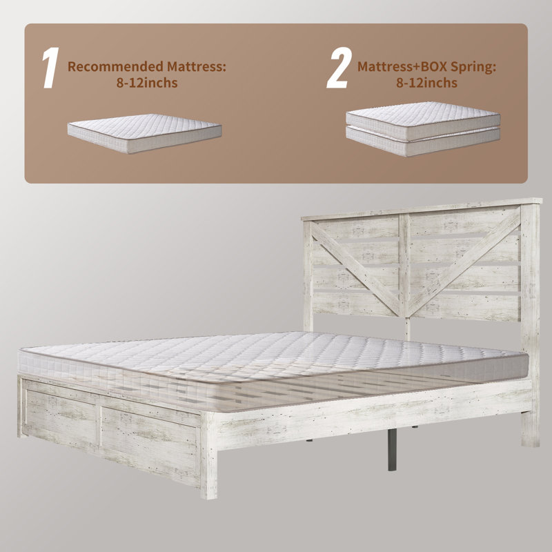 Devaya Panel Bed, White, Queen