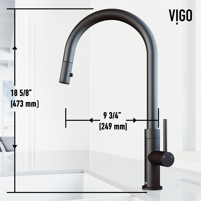 Bristol 19" H 1-handle Pull-Down 2-Function Sprayer Kitchen Faucet, Matte Black