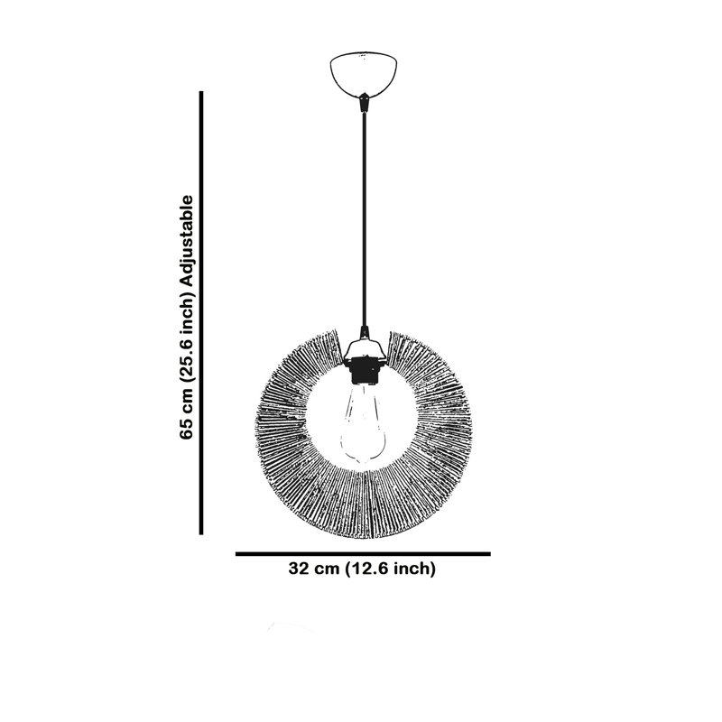Élégant lustre en métal avec capuchon en macramé, finition blanche, 11,8 x 11,8 x 25,6 pouces | Douille E27, 60 W maximum | Certifié CE | Parfait pour le salon, la salle à manger et la décoration moderne | Solution d'éclairage élégante et fonctionnelle