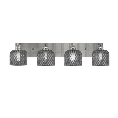 Barre d'éclairage de salle de bain 4 lumières Edge avec verre texturé fumé 6 po