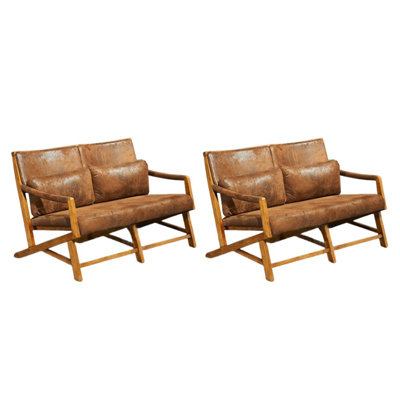 Restaurant Coffee Shop Bar Retro Style Bench Faux Leather Upholstered Bench