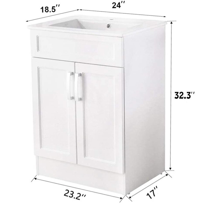 Ensemble de meuble-lavabo simple 24 po 2 portes, Blanc