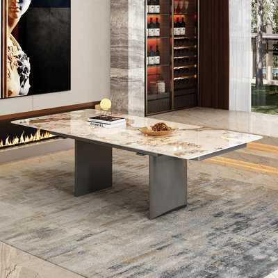 Advith Rectangular  Extendable Double Pedestal Dining Table