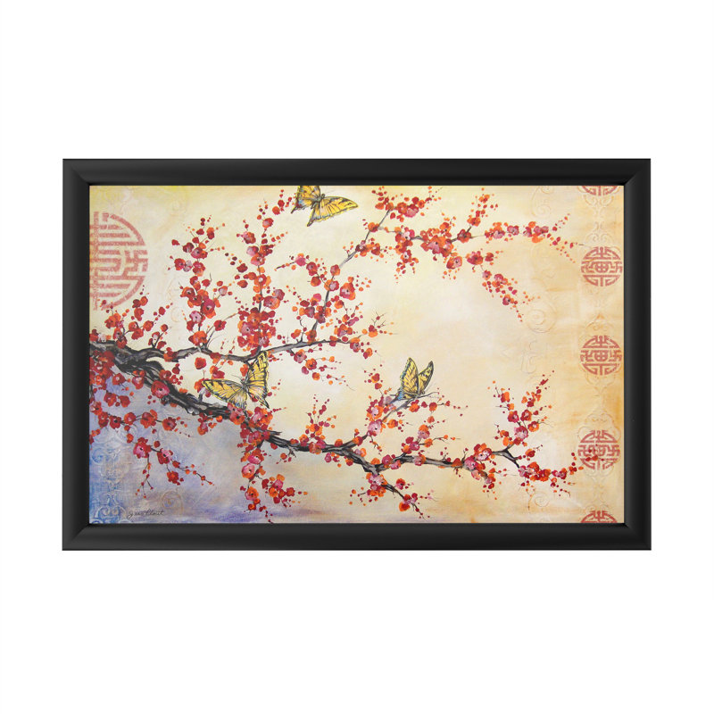 « Butterfly Blossoms Asian » par Jean Plout-impression d’art graphique encadrée