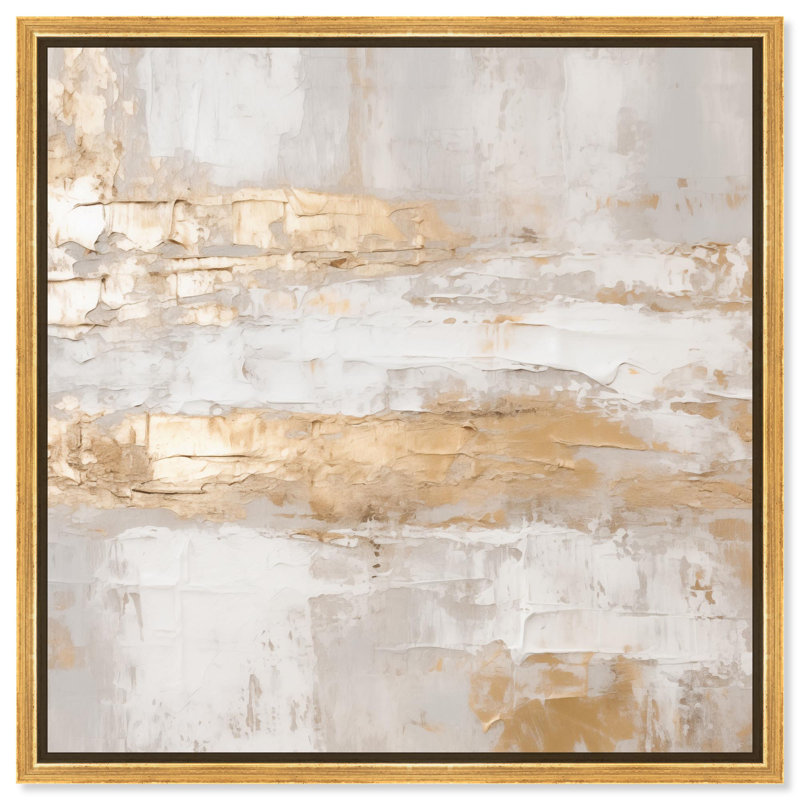 «Melted Gold Scape I» par Art Remedy, H 17 po x l 17 po, Doré, Cadre flottant