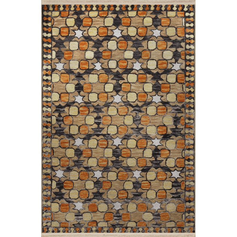 Multi-Colored Mixed Geometric Patterned Fringed Vintage Decorative Rug, Runner 3'3.37" x 6'6.74"
