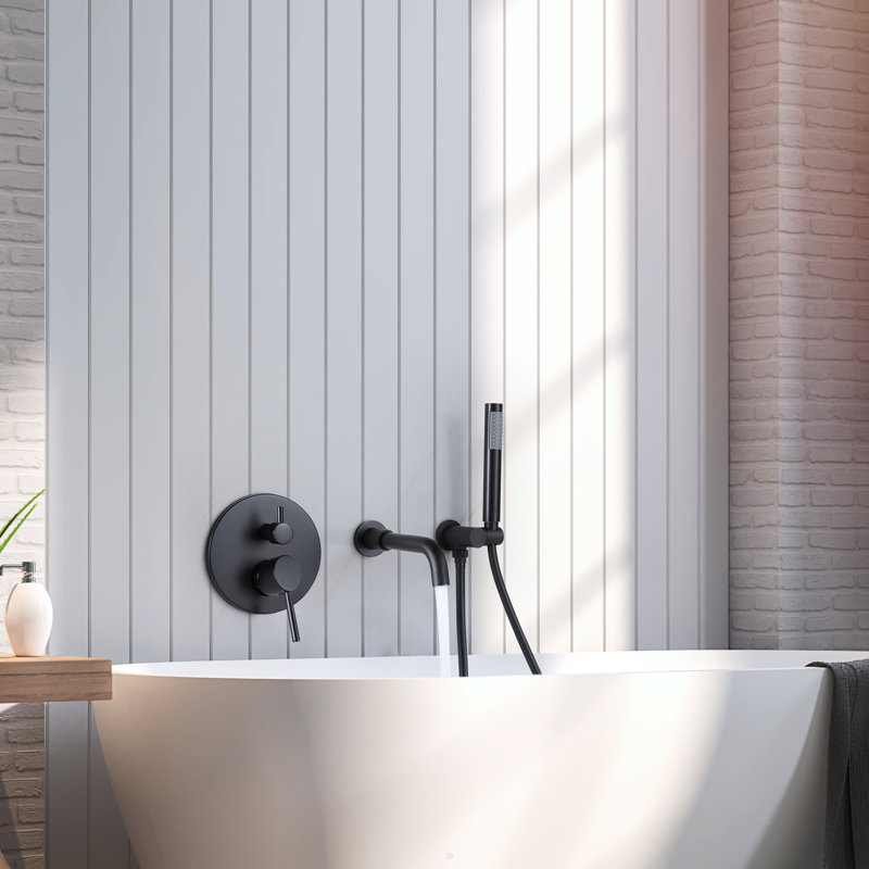 Wall Bath Faucet with Diverter, Matte Black