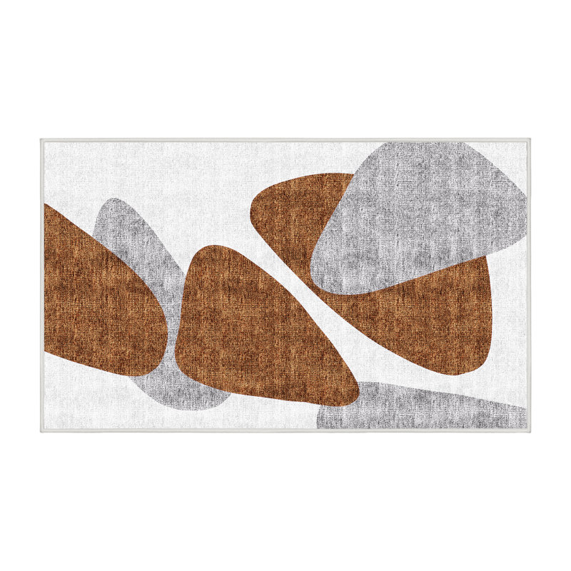 Rajiv Abstract Machine Made Hand Loomed Chnille/Polyester Area Rug in Brown/Gray/White, Runner 2' x 4'