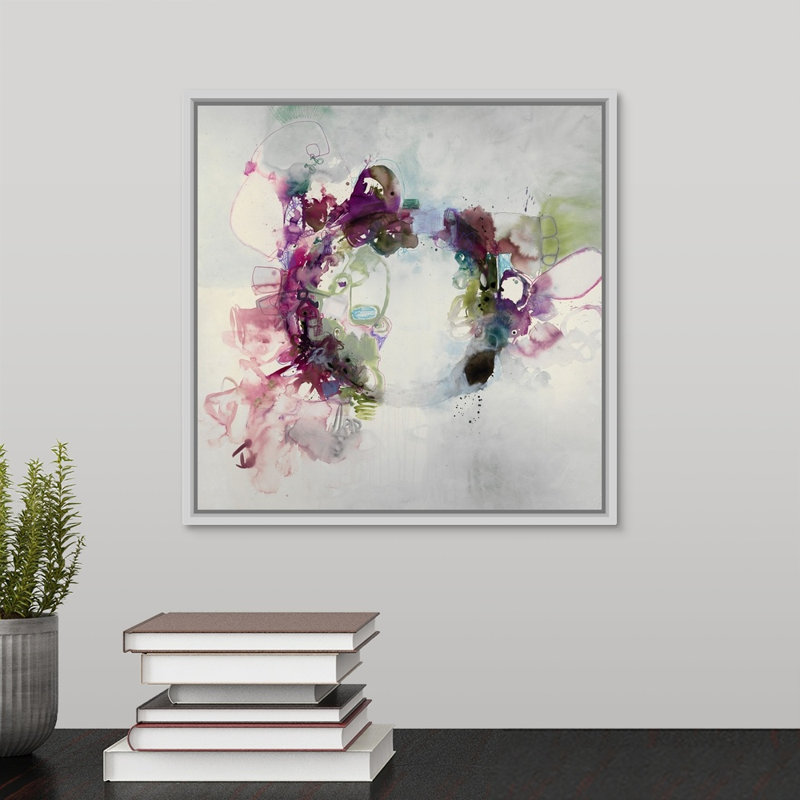« the only the pretty ring time », peinture sur toile, Cadre flottant blanc, H 13,7 po x l 13,7 po x P 1,75 po