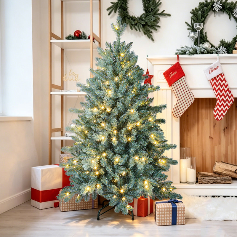 Arbre de Noël artificiel épinette bleu pré-éclairé, 4'