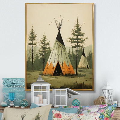 Green Native Tipi Serenity In Nature II - Native American Wall Art Prints