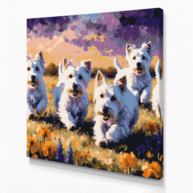 «Dogs West Highland White Terrier», art mural sur toile brune, H 8 po x l 8 po