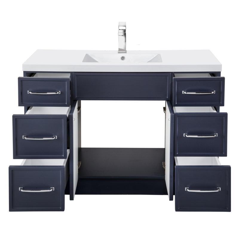 Manhattan Single Bathroom Vanity Set, Blue, Chrome, 48"
