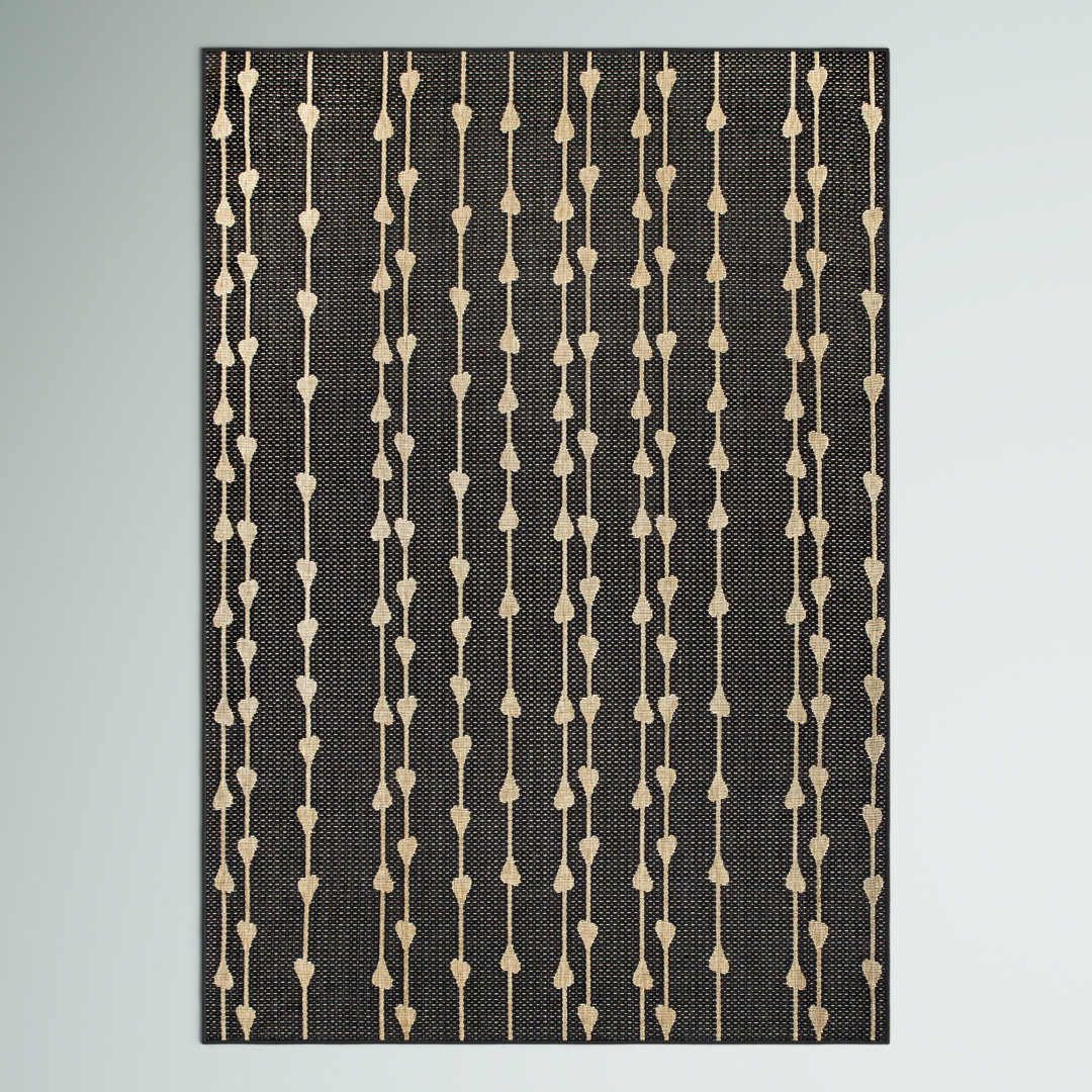 Leif Abstract Indoor/Outdoor Area Rug for Living Room Patio Deck Front Porch Kitchen, Charcoal/Ivory Steelside™ Rug 