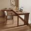 Bureau en bois de noyer massif en L avec 3 tiroirs-109624435-109624430