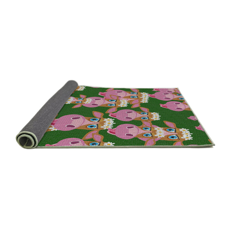 Rose Dahl/Tapis décoratif vert, Rond 4 pi