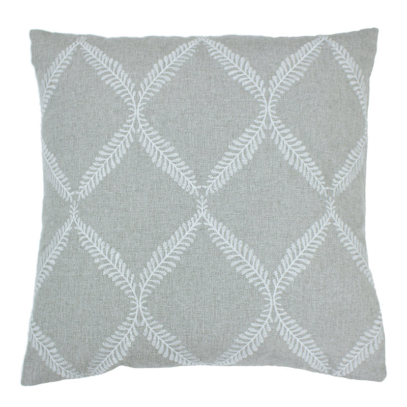  Embroidered Lattice Polyester Cushion, Grey